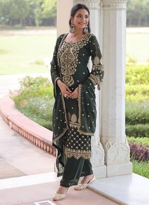 Womens faux blooming with embroidered work  kurta set 4