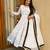 White silk blend embroidered anarkali set