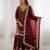 Wine silk blend embroidered palazzo set