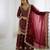 Wine silk blend embroidered palazzo set