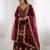 Wine silk blend embroidered palazzo set