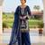 Royal blue silk blend embroidered farshi salwar set