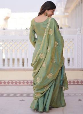 Womens fendi crush with zari sequins embroidered work kurta set 3