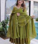 Womens new stylish mul chanderi with rich mirror lace work kurta set