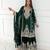 Dark green silk blend embroidered sharara set