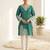 green silk blend embroidered kurta set