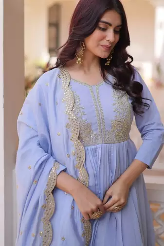 womens new mul chanderi with beads embroidery-work kurta set