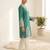 green silk blend embroidered kurta set