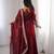 Maroon silk blend embroidered palazzo set