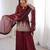 Maroon silk blend embroidered palazzo set