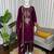Wine silk blend embroidered palazzo set