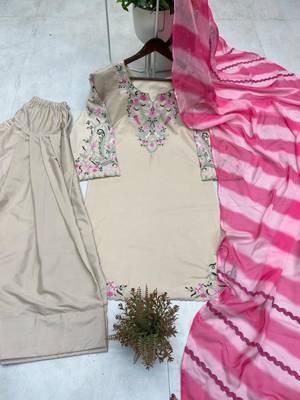 Beige crepe embroidered FARSHI SALWAR set 4