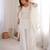 White silk blend embroidered palazzo set