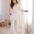 White silk blend embroidered palazzo set