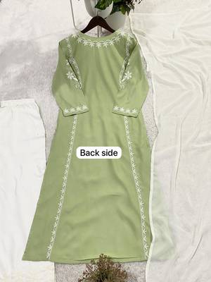 Light green rayon embroidered KURTA set 4