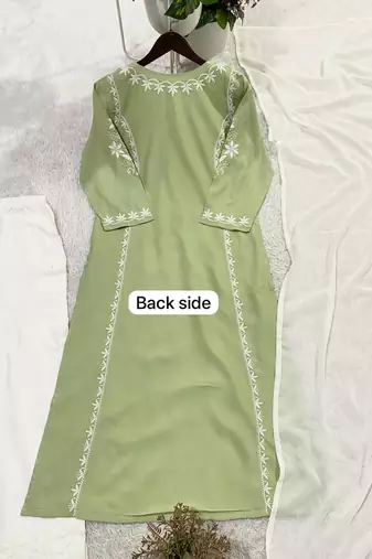 Light green rayon embroidered KURTA set
