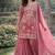Pink silk blend embroidered palazzo set