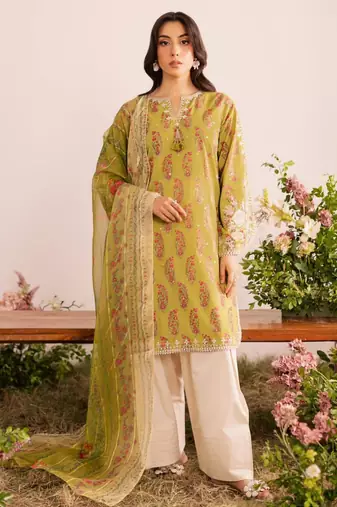 Mustard georgette embroidered FARSHI SALWAR set