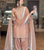 Beige silk blend embroidered FARSHI SALWAR set