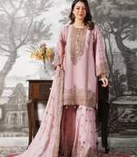 Pink silk blend embroidered sharara set
