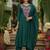 Dark green viscose rayon embroidered kurta set