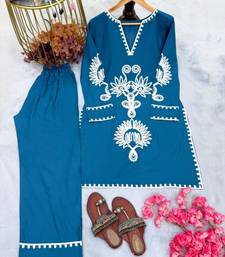 blue rayon embroidered farshi palazzo 