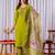 Green silk blend embroidered kurti set