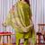 Green silk blend embroidered kurti set
