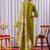 Green silk blend embroidered kurti set