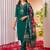 Dark green silk blend embroidered kurti set