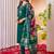 Dark green silk blend embroidered kurti set