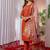 Orange silk blend embroidered kurti set