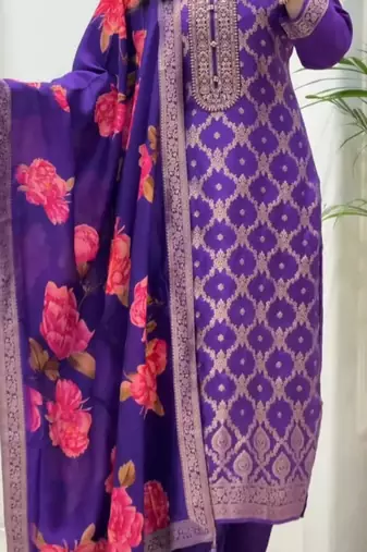 Blue silk blend printed trouser set