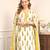 Off white cotton silk printed kurti palazzo set