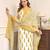Off white cotton silk printed kurti palazzo set