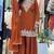 Dark orange silk blend embroidered palazzo set