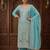 Sky blue silk blend embroidered palazzo set