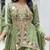 Green silk blend embroidered sharara set