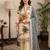 Beige silk blend embroidered palazzo set