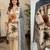 Beige silk blend embroidered palazzo set