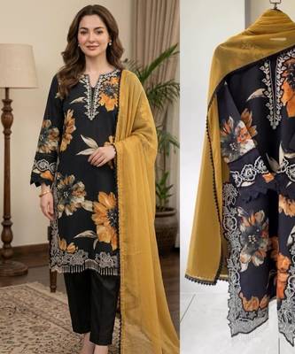 Black silk blend embroidered palazzo set 2