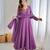 Purple faux georgette embroidered gown set