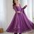 Purple faux georgette embroidered gown set