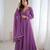Purple faux georgette embroidered gown set