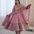 Pink silk blend embroidered gown set