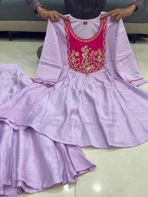 Lavender glass tissue embroidered palazzo set 3