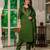 Green silk blend embroidered trouser set