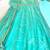 Sea green satin embroidered gown set