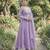 Lavender satin embroidered gown set