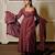 Chocolate silk blend embroidered gown set
